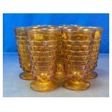 Amber Glass Footed Tumblers Set