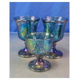 Iridescent Blue Grape Design Glass Goblets Set