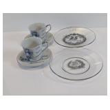 Vintage 25th Silver Anniversary Tea Set & Plates