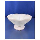 Milk Glass Grape Design Pedestal Footed Fruit