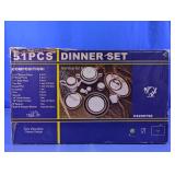 51-Piece Gold Trim Fine Porcelain Dinner Set