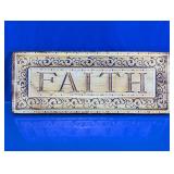 Embossed Metal "FAITH" Wall Sign Plaque Decor