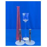 Assorted Decorative Glassware & Candle Holder Lot