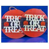 Halloween Trick or Treat Wooden Wall Signs Duo