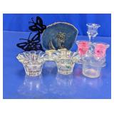 Assorted Glass & Decor Candle Holder Lot