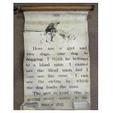 Rolled Paper Reading Chart with Wood Dowels