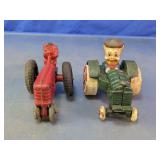 Vtg Cast Iron & Plastic Toy Tractors