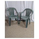 Green Plastic Outdoor Armchairs Duo