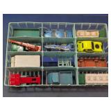 Vtg Die-Cast Toy Vehicles with Grid Tray