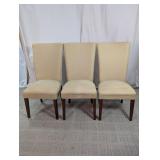 Beige Fabric Upholstered Dining Chairs Trio