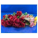 Assorted Faux Rose Floral Stems Lot