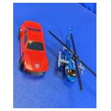 Transformers Red Toy Car & Blue Toy Helicopter