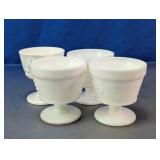 White Milk Glass Grape Design Goblets Set