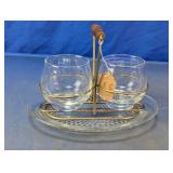 Double Clear Glass Condiment Caddy