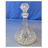 Clear Cut Glass Decanter With Stopper