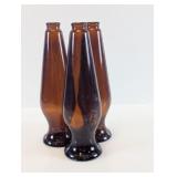 Brown Amber Footed Beer Bottle Set