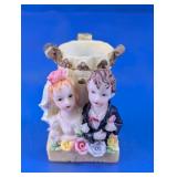 Decorative Couple Figurine With Floral Base Holder