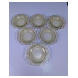 Vintage Yellow Glass Rose Saucers Lot