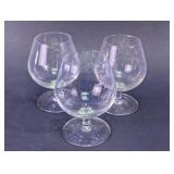 Vintage Etched Glass Brandy Snifters Trio