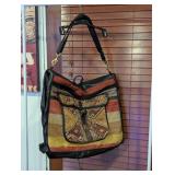 Convertible Striped Textile Shoulder Backpack