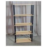 5-Tier Light Oak & Black Frame Bookshelf