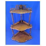 Victorian Walnut 3 Tier Corner Shelf