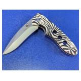 Timber Wolf Zebra Stripe Folding Pocket Knife