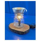 Glass Jar Lamp With Metal Funnel Shade