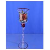 Hand-Painted Twist-Stem Glass Candleholder