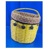 Yellow Woven Basket With Fabric Lining