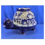 Decorative Blue & White Turtle Planter