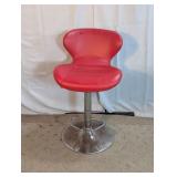 Red Faux Leather Swivel Adjustable Bar Stool