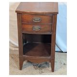 Vtg. Wood Nightstand with Open Cubby & Drawers