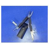 Black Stainless Steel Folding Multi-Tool w/ Pouch