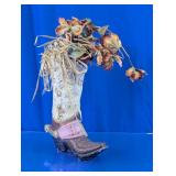 Decorative Boot Vase with Floral Arrangement