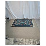 Vintage Floral Pattern Fringed Accent Rug