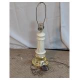 Vtg. Spiral Ceramic Table Lamp & Off-White Shade