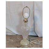 Vintage Cut Glass Table Lamp w/ Fabric Shade