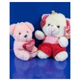 White & Pink Valentine Teddy Bear Pair