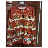 Christmas Squirrel Print Long-Sleeve Pullover