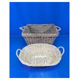 Oval & Rectangular Woven Basket Pair