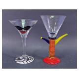 Novelty Hand-Painted Martini Glasses Duo