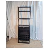 Black Wooden Wine Rack & Display Shelf