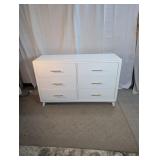 Modern 6-Drawer White Dresser w/ Gold Pulls