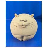 Vintage Chubby Clay Cat Coin Bank