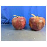 Leaf-Covered Decorative Apple Pair