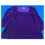 Quacker Factory Women's XL Purple Velvet Top