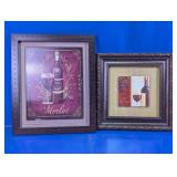 Framed Wine Themed Wall Art Pair