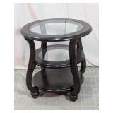3-Tier Round Wood & Glass Accent Table
