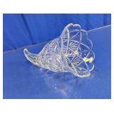 Vintage Cut Crystal Cornucopia Horn Vase